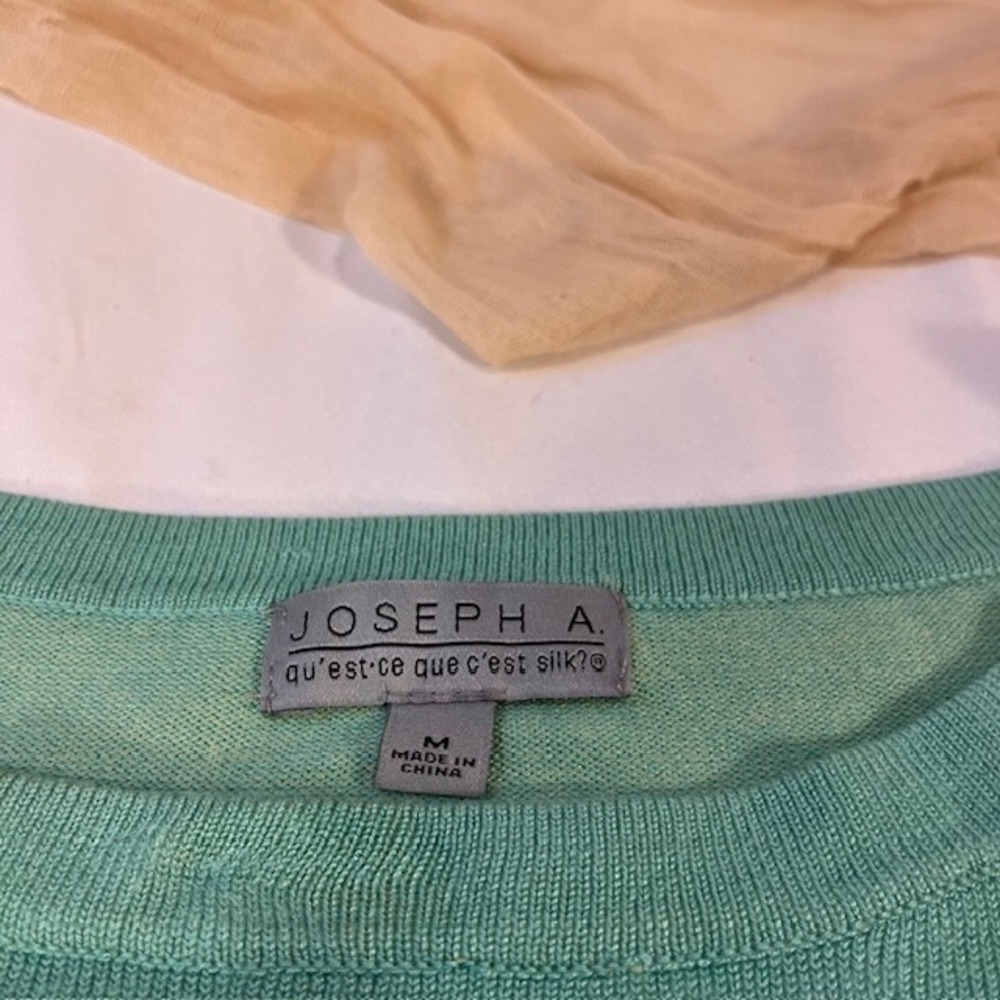 JOSEPH A WOMENS AQUA SWEATER -3/4 RUFFLED SLEEVE SIZE M - Picture 4 of 9